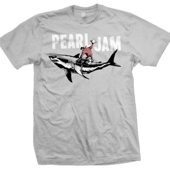 Shark Cowboy Pearl Jam Graphic T-Shirt Rock Music Band Casual Fan Gift Apparel - Picture 1 of 5